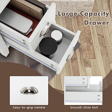 23.5 x 12 Inch Rectangular Wooden Nightstand with 2 Drawers and Shelf