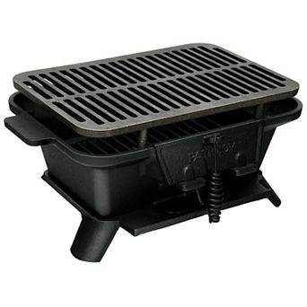 100% Cast Iron Hibachi Grill with Grill Grate Lifter