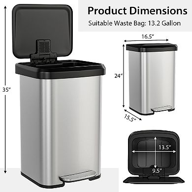 13.2 Gallon Step Trash Can with Soft Close Lid and Deodorizer Compartment