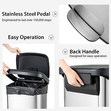 13.2 Gallon Step Trash Can with Soft Close Lid and Deodorizer Compartment