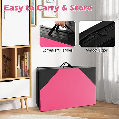10 Feet x 4 Feet x 2 Inch Folding Exercise Mat with Hook and Loop Fasteners