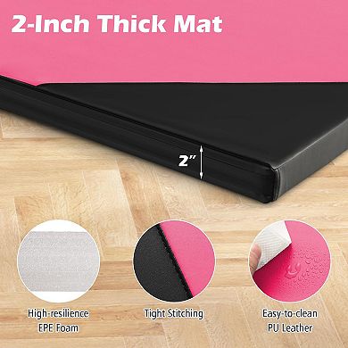10 Feet x 4 Feet x 2 Inch Folding Exercise Mat with Hook and Loop Fasteners