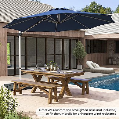 11 FT Outdoor Patio Umbrella with 360° Rotation and Adjustable Tilt-Navy