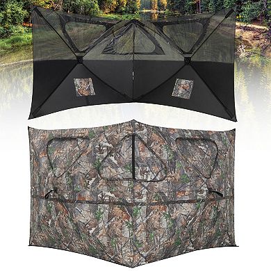 2-panel Hunting Ground Blind Pop Up Fence With 3 Shoot Through Ports