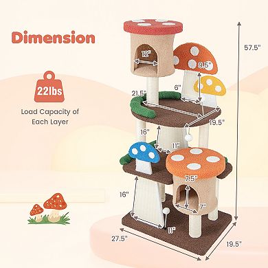 4-in-1 Cat Tree With 2 Condos And Platforms For Indoors-multicolor
