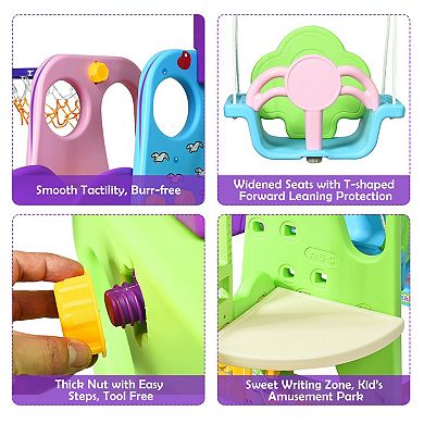 6-in-1 Climber Swing Basketball Hoop Football Gate