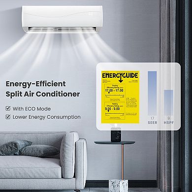 12000 BTU 17 SEER2 208-230V Ductless Mini Split Air Conditioner and Heater