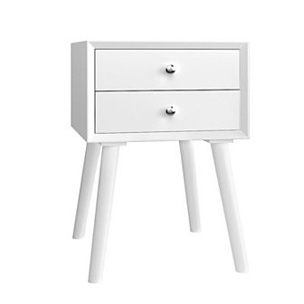 Mid-Century Wooden Multipurpose End Table with 2 Storage Drawers