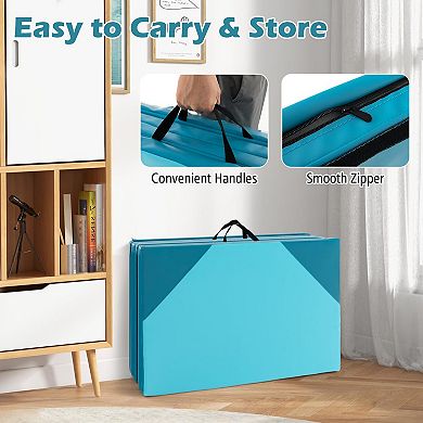 10 Feet x 4 Feet x 2 Inch Folding Exercise Mat with Hook and Loop Fasteners