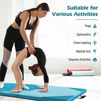10 Feet x 4 Feet x 2 Inch Folding Exercise Mat with Hook and Loop Fasteners