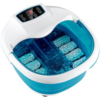 Foot Spa Tub With Bubbles And Electric Massage Rollers-blue