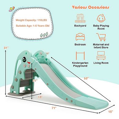 3-in-1 Kids Climber Slide Play Set  with Basketball Hoop and Ball