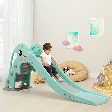 3-in-1 Kids Climber Slide Play Set  with Basketball Hoop and Ball