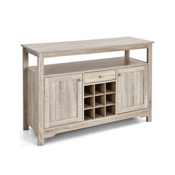 Server Buffet Sideboard With Wine Rack and Open Shelf