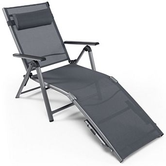 Outdoor Aluminum Chaise Lounge Chair With Quick-drying Fabric