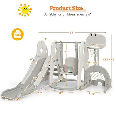 6 in 1 Toddler Slide and Swing Set with Ball Games