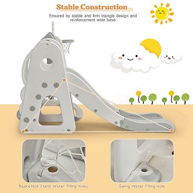 6 in 1 Toddler Slide and Swing Set with Ball Games