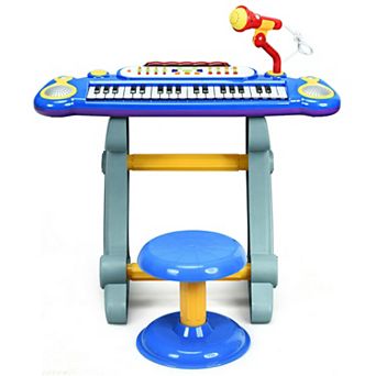 37 Key Electronic Keyboard Kids Toy Piano Included Microphone and Stool