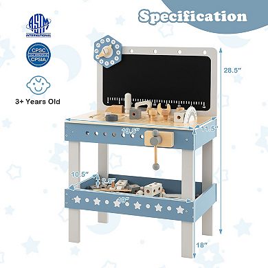 Kids Play Tool Workbench Set with 61 Pcs Tool and Parts Set