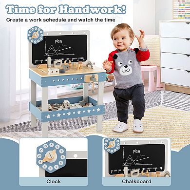 Kids Play Tool Workbench Set with 61 Pcs Tool and Parts Set