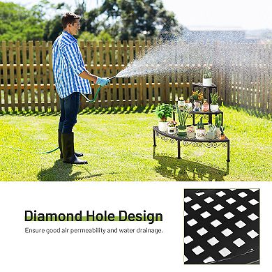 3-tier Corner Metal Flower Ladder Plant Stand