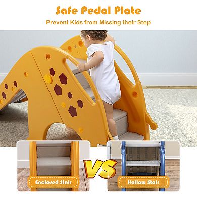 3-in-1 Kids Climber Slide Play Set with Basketball Hoop