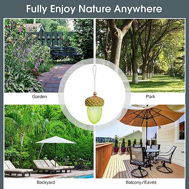 Metal Acorn Wild Bird Feeder Outdoor Hanging Food Dispenser for Garden Yard