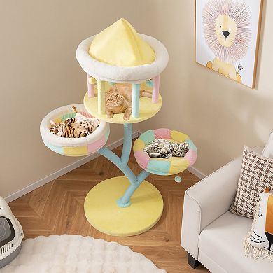 Multi-layer Cat Tree With 2 Removable Perches Scratching Posts-color