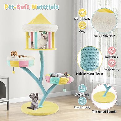 Multi-layer Cat Tree With 2 Removable Perches Scratching Posts-color