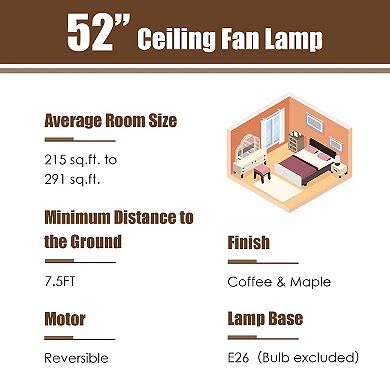 52 Inch 3-speed Crystal Ceiling Fan Light With Remote Control