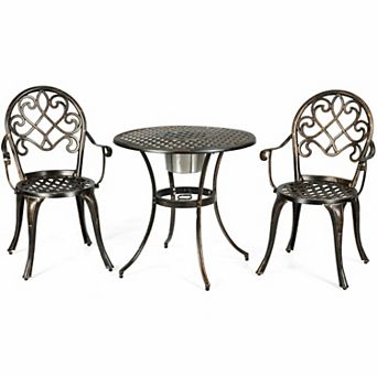 3 pc Outdoor Set Patio Bistro With Attached Removable Ice Bucket