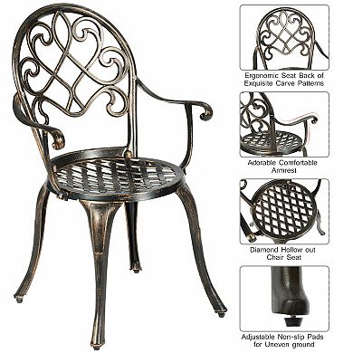 3 Pieces Outdoor Set Patio Bistro With Attached Removable Ice Bucket