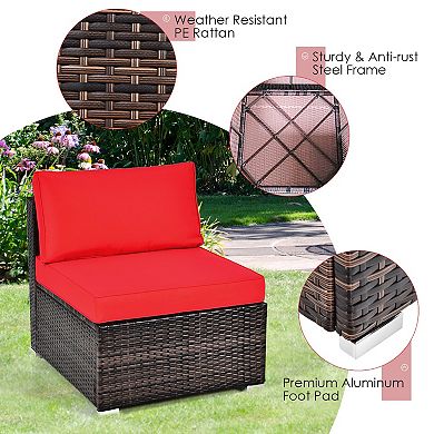 6 Piece Patio Furniture Set Outdoor PE Rattan Sectional Sofa Set