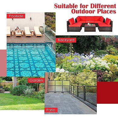 6 Piece Patio Furniture Set Outdoor PE Rattan Sectional Sofa Set