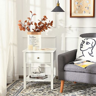 Nightstand End Table with Drawer and Shelf