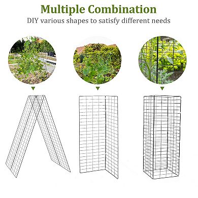 2 Pieces Foldable A-Frame Trellis Plant Supports with Twist Ties-Green