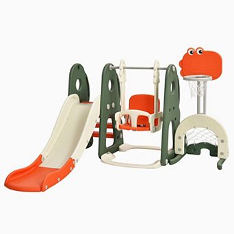 6 in 1 Toddler Slide and Swing Set with Ball Games