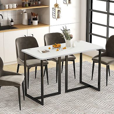 Modern Computer Desk 47 Inch Writing Study Table With Metal Frame