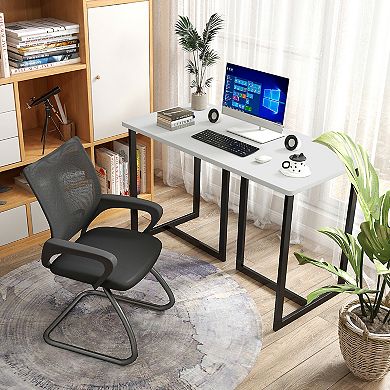 Modern Computer Desk 47 Inch Writing Study Table With Metal Frame
