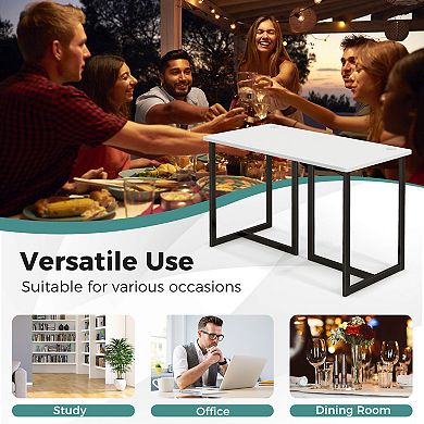 Modern Computer Desk 47 Inch Writing Study Table With Metal Frame