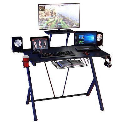 Multifunctional E-sport Gaming Desk With Headset Hook And Cup Holder