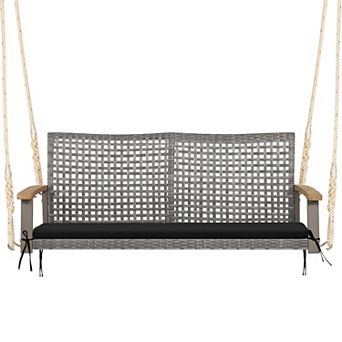 2-Person Patio Wicker Hanging Swing Chair