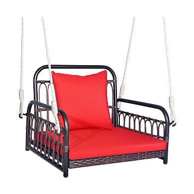 Patio Rattan Porch Swing Hammock Chair with Seat Cushion