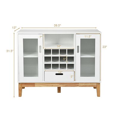 Wood Wine Storage Cabinet Sideboard Console Buffet Server