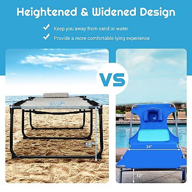 4 Position Folding Lounge Chaise With Adjustable Backrest And Footrest