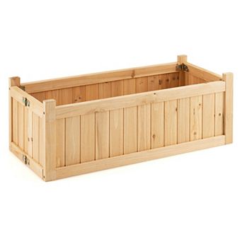 Folding Wooden Raised Garden Bed With Removable Bottom For Herbs Fruits Flowers