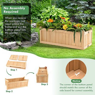 Folding Wooden Raised Garden Bed With Removable Bottom For Herbs Fruits Flowers
