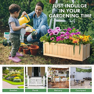 Folding Wooden Raised Garden Bed With Removable Bottom For Herbs Fruits Flowers