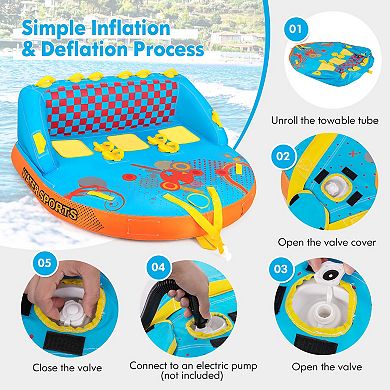 Towable Tube For Boating 3 Riders Water Sport Towables Sofa Pull Tube With Nylon Cover