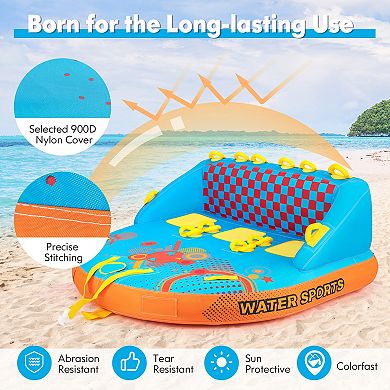 Towable Tube For Boating 3 Riders Water Sport Towables Sofa Pull Tube With Nylon Cover